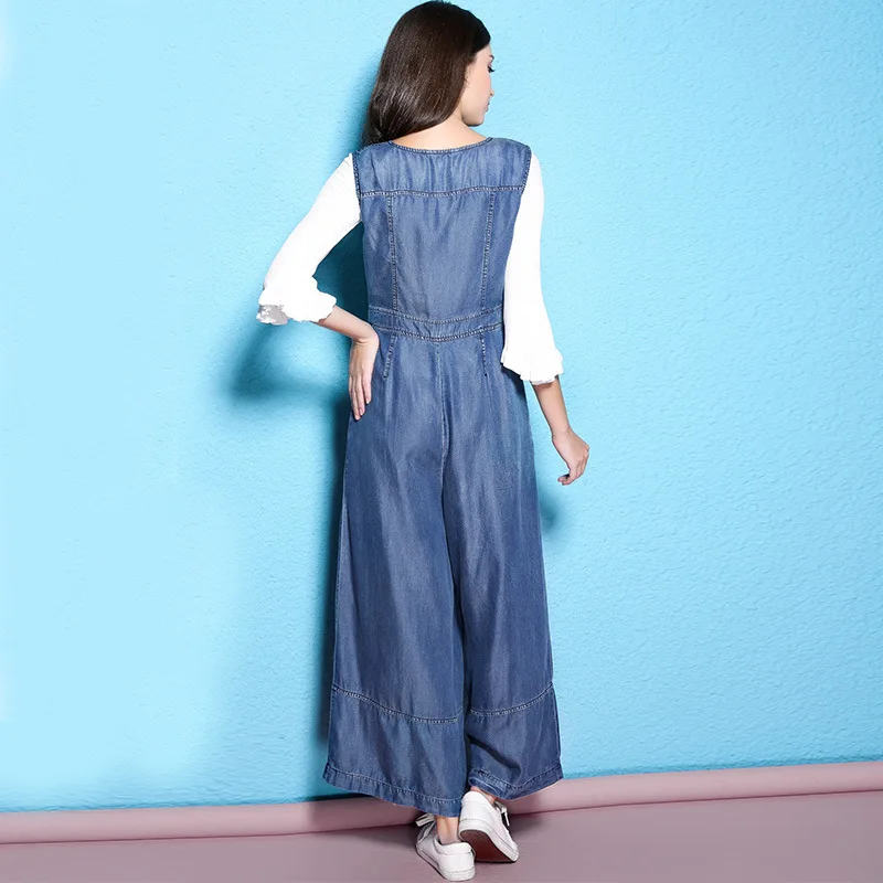 Femmes Large Salopette Printemps Les 1 Et 2018 Cheville Blue Automne New Culottes Pantalon longueur Nw17b1034 Jambe Denim Fashioned Pour 7Z10wd