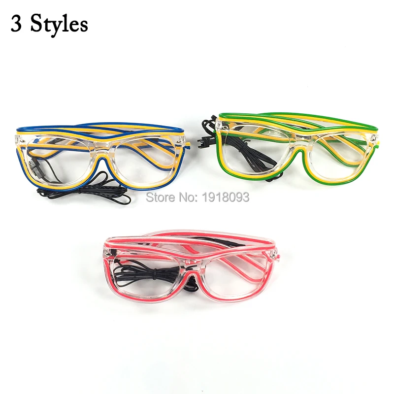 Special Price New Type EL Wire Glowing Glasses + Sound active Driver 20pieces Double Colors Event Party Favors Holiday Lighting Suupleis