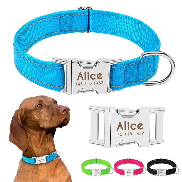 Personalized Dog Collar Durable Nylon Reflective Collar Custom Pet Dogs