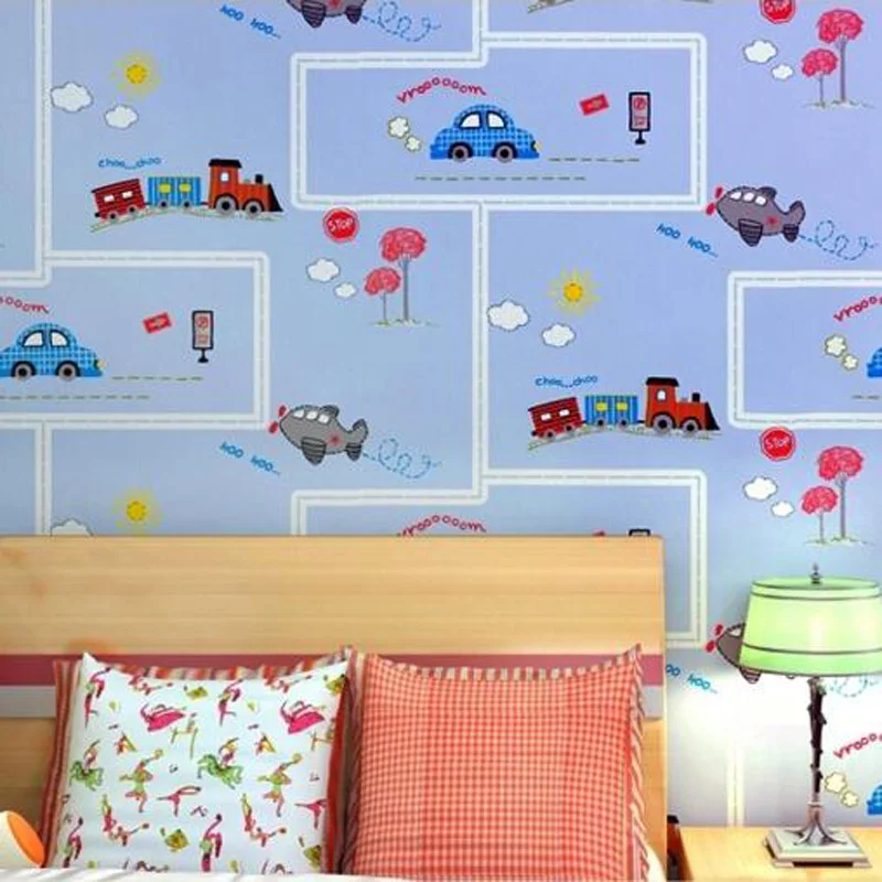 

Q QIHANG For Kids Non-Formaldehyde Non-woven Cartoon Pattern Wallpaper Roll For Bedroom's TV Background 0.53m*10m=5.3m2