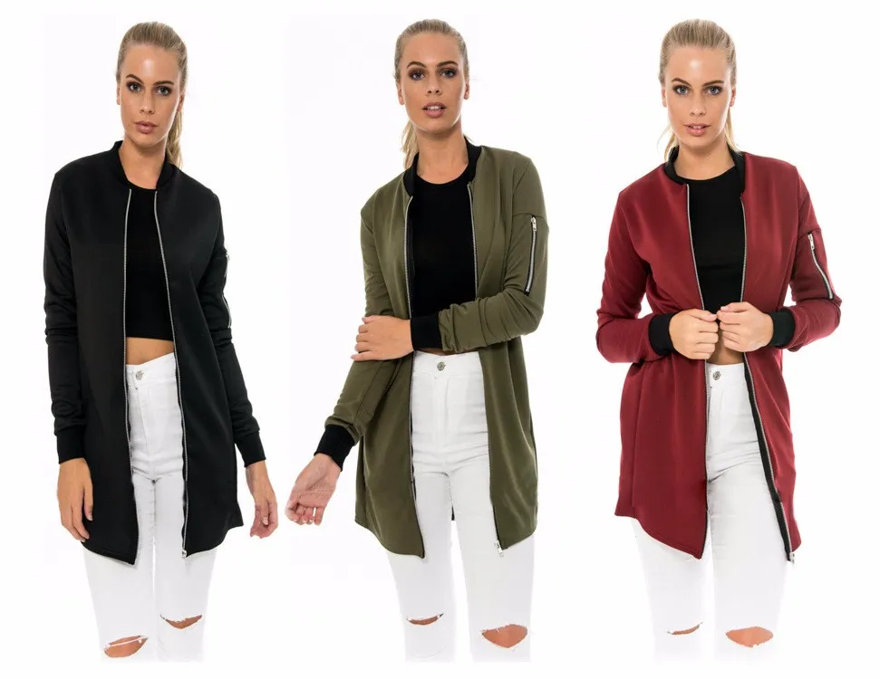 Women basic jackets coats 2016 fashion medium-long zipper jackets autumn lady Slim Winter jacket women coat long sleeve A787 a