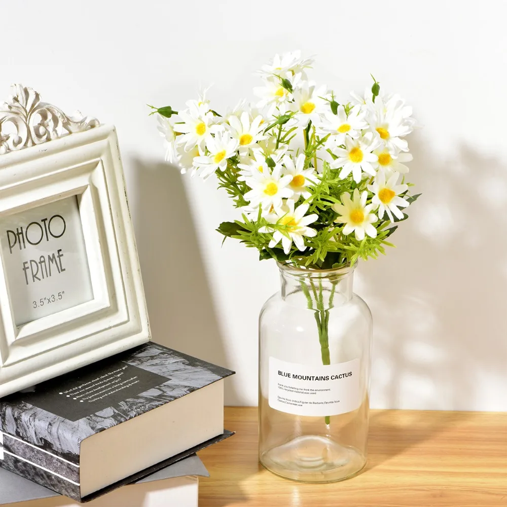 Фото Шелковые Хризантемы цветы 1 букет Искусственные осень яркие искусственные