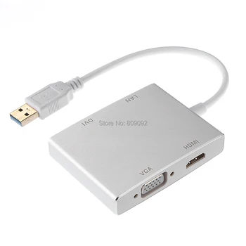 

Super Speed USB3.0 to 4K HDMI VGA DVI RJ45 Gigabit Ethernet Network LAN 4 in 1 Converter Adapter Cable for Laptop PC
