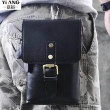 Мужская Натуральная кожа Crazy Horse Сумка-пояс из воловьей кожи Сотовый/мобильный чехол для телефона мессенджер плечевой ремень Хип бум пакет