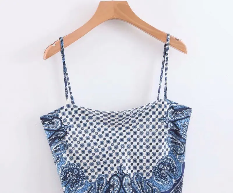 New Women vintage paislry print spaghetti strap sexy chic camis tank ladies summer backless bowknot sling tops LS3866