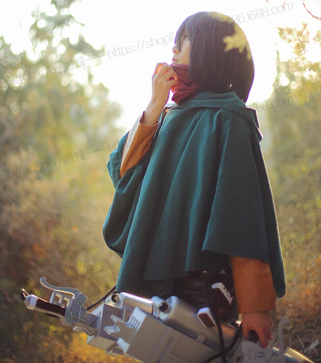 

Attack on Titan Eren Jaeger Mikasa Ackerman Uniform Cloth Blue Cloak Cosplay Anime Costume S-3XL Free Shipping NEW
