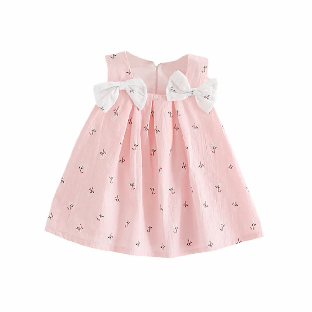 

New Summer Kids Clothes Baby Girls Dresses Suspenders Print Bow Vest Dress Children's Clothing