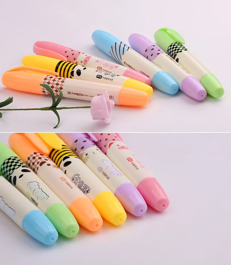 1X Cute Kawaii Panda Pig Animals Highlighter Paper Marking Pen Drawing Shool Office Supply Student Rewarding Stationery