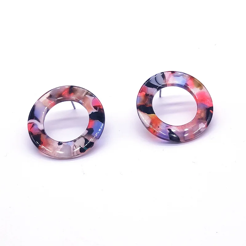

15 pairs of one pack New Tortoiseshell Earrings Hollow Circle Acrylic Leopard Earrings Bohemian Romantic Holiday Accessories