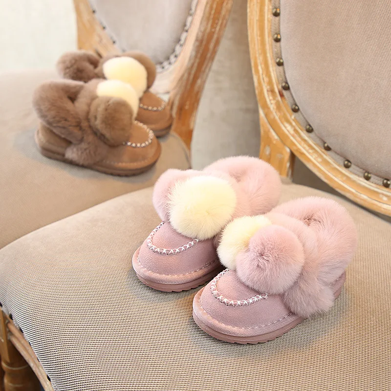 

Natural Fur Girls Snow Boots Princess Girls Leather Boots Kids Winter Shoes Children Boots