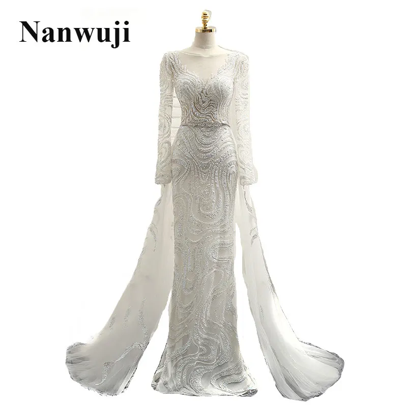 

2016 Real Image Luxury Bridal Gown mermaid wedding dresses With Long Sleeve High Collar robe de mariage