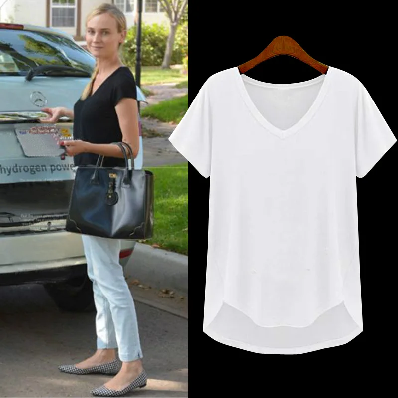 Camiseta de verano de AREALNA para mujer, camisetas elásticas de algodón, Tops casuales, camiseta de manga corta para mujer talla grande 5XL camiseta femenina