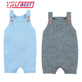 

2020 Autumn Baby Girls Rompers Solid Knitted Newborn Jumpsuits Pajamas Brand Sleeveless Toddler Boys Overalls Children Clothes