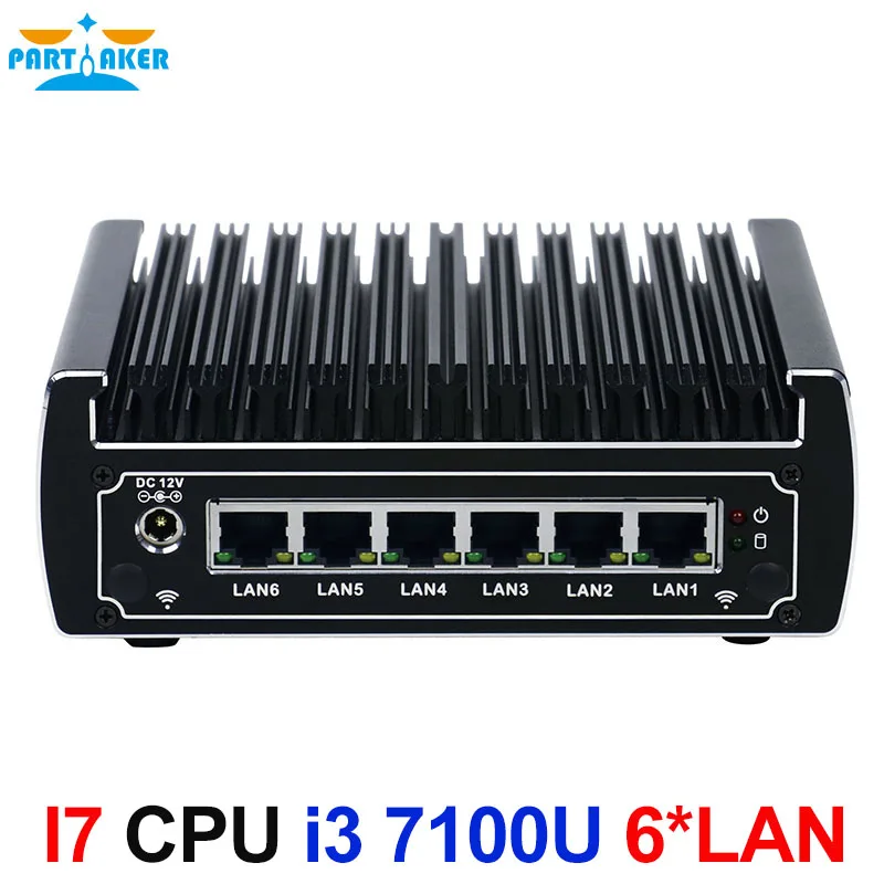 Причастником 6 * Intel 82583 В Lan безвентиляторный Intel Kaby Lake Core i3 7100u dual core 2,4 ГГц Mini PC linux маршрутизатор брандмауэра DHCP сервера VPN