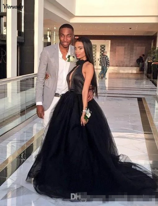 

Hot Charming Black Ball Gown Prom Dresses Jewel Tulle Satin Chapel Train Formal Party Evening Dresses Prom Gowns