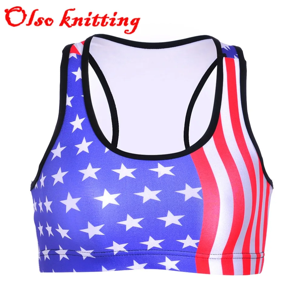 red white and blue sports bra
