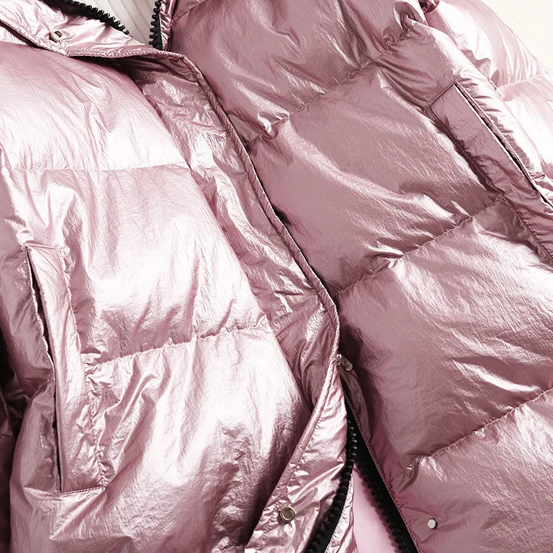 Hat detachable solid white duck down coats 2018 new women winter long down coats