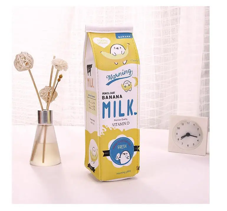 Чехол для карандашей из искусственной кожи с рисунком из мультфильма Morning Milk, органайзер для хранения канцелярских принадлежностей, сумка для школы и офиса Escolar - Цвет: B