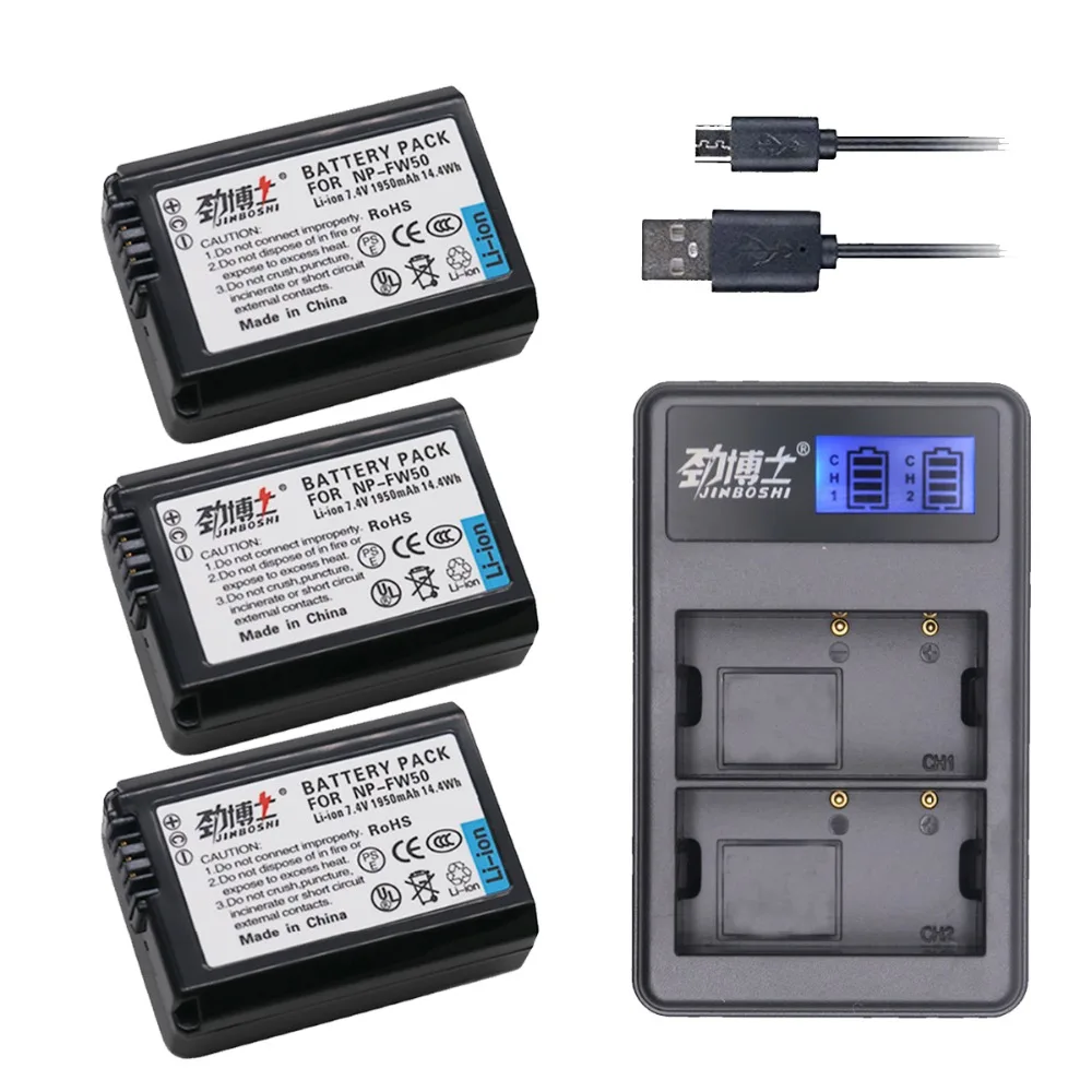 

3PCS NP-FW50 NP FW50 Battery npfw50 +LCD charger for Sony a5100 NEX5T NEX5R X-7 NEX6 NEX-5N NEX5C NEX3N NEX3CV a33 a35 a37 a55