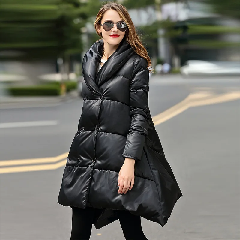 2017 winter women's down jacket women long thickening a line high end