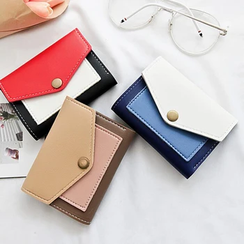 

2018 Contrast Color Wallets Fashion PU Leather Women Students Wallet Females Short Zipper Purses Coin Card Case Girls LT234
