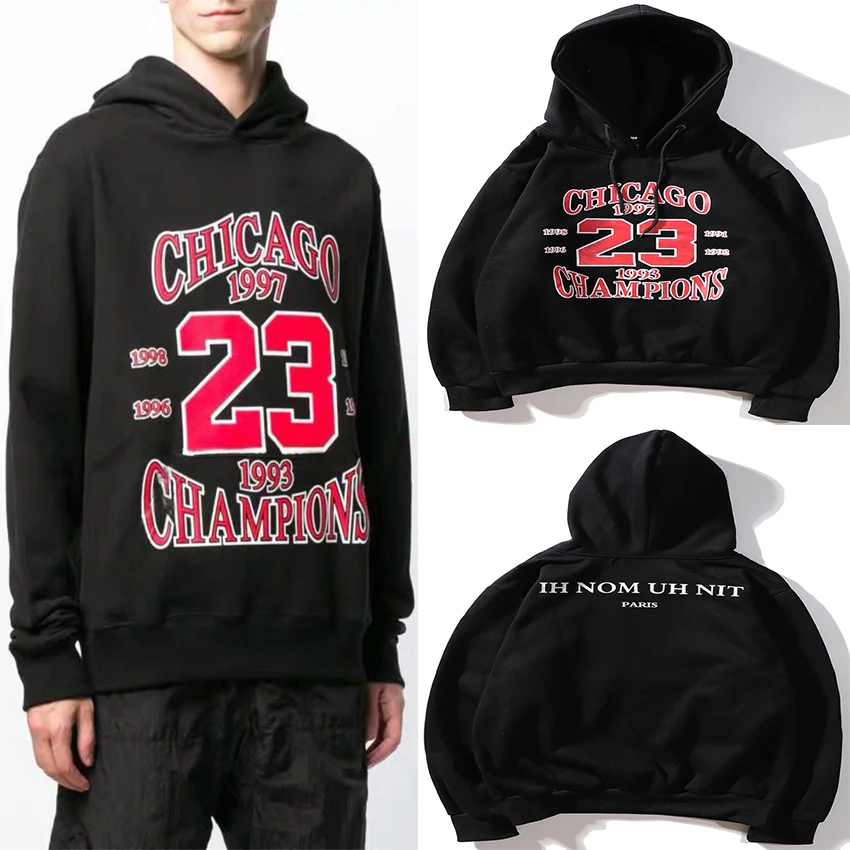 

BLACK IH NOM UH NIT CHICAGO HOODIES 2019 MEN NEW OVERSIZE LOOSE COTTON IH NOM UH NIT SWEATSHIRTS LETTER LOGO PRINT HOODIE UNISEX