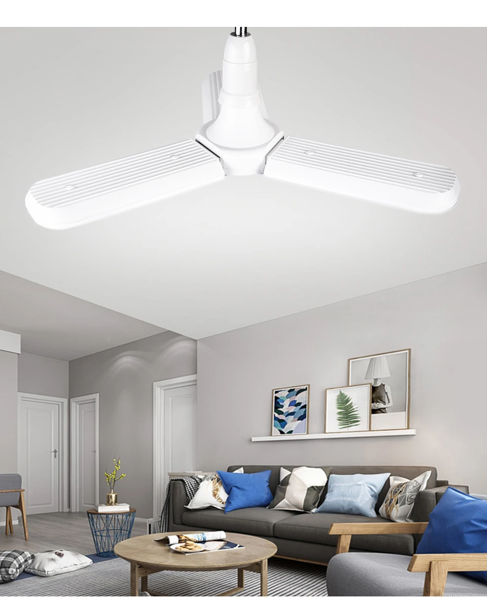 EeeToo Modern Ceiling Pendant Lamps Fan Blade LED Bulb 30W 45W Pendant Light Industrial E27B22 LED Light Bulb for Bedroom Home (21)