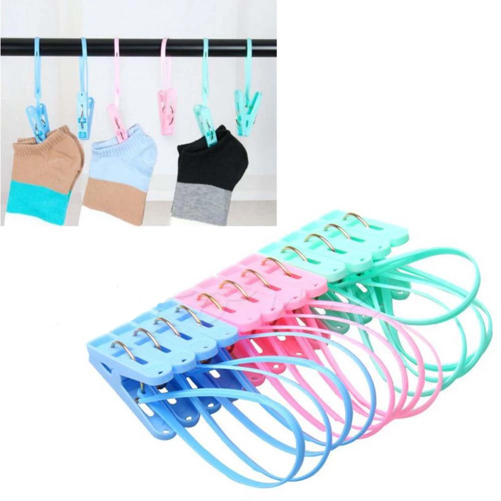 

Great Cheap 12pcs Clothespins Hook Laundry Clips Multipurpose Bra Socks Hanger Random Color