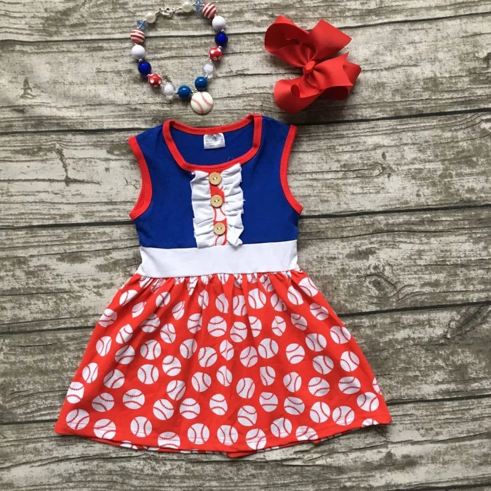 kids Baseball season clothes baby girls baseball dress girls boutique