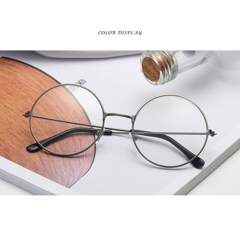 Классические круглые очки, оправа для женщин и мужчин, винтажные круглые металлические плоское зеркало в раме декоративные очки gafas de sol - Цвет оправы: 5