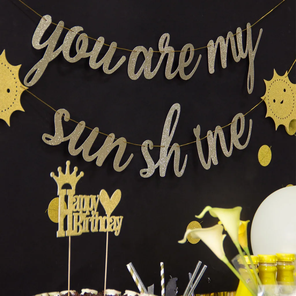 

Glitter You Are My Sunshine Banner Hanging Words Romantic Birthday Wedding Baby Shower Decor Props