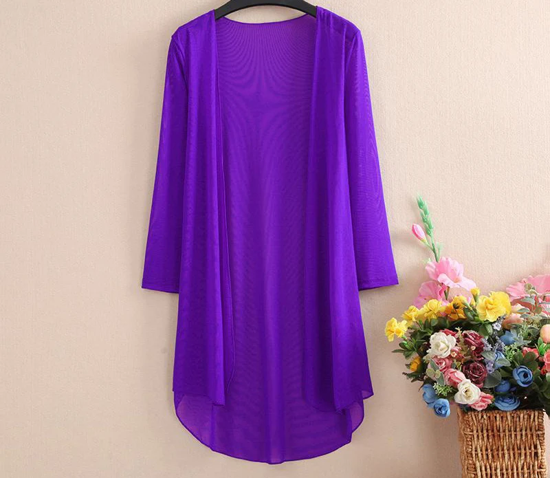 Летнее платье кардиганы повседневные пляжные платья Jaquetas Casaco белый фиолетовый Лавандовый зеленый черный оранжевый синий XL~ 5XL 12 цветов - Цвет: purple