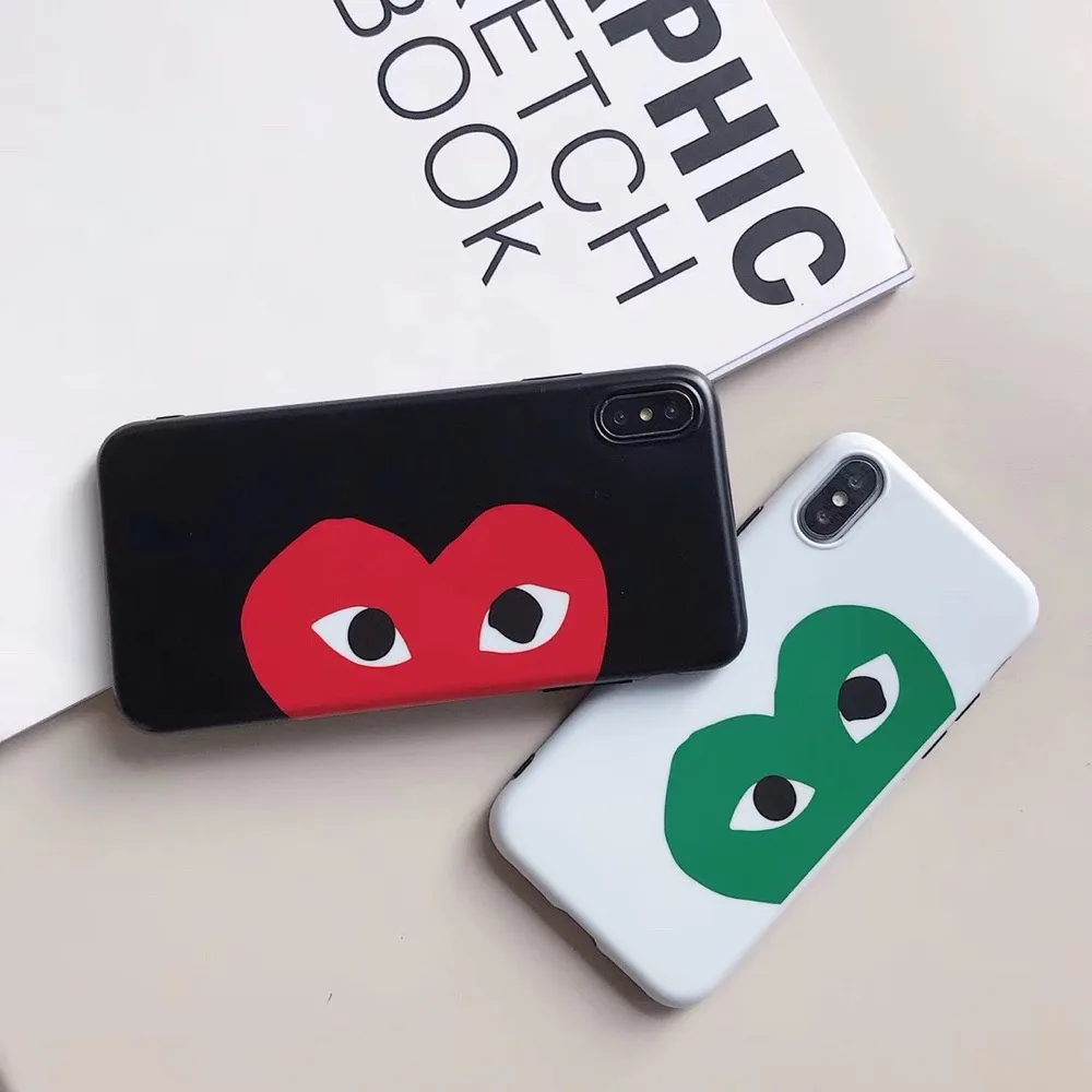 

CDG play Comme des Garcons Street trend heart Soft phone Case for iPhone 7 7Plus 8 8Plus X XS XR XS Max 6 6Plus 6s cover shell