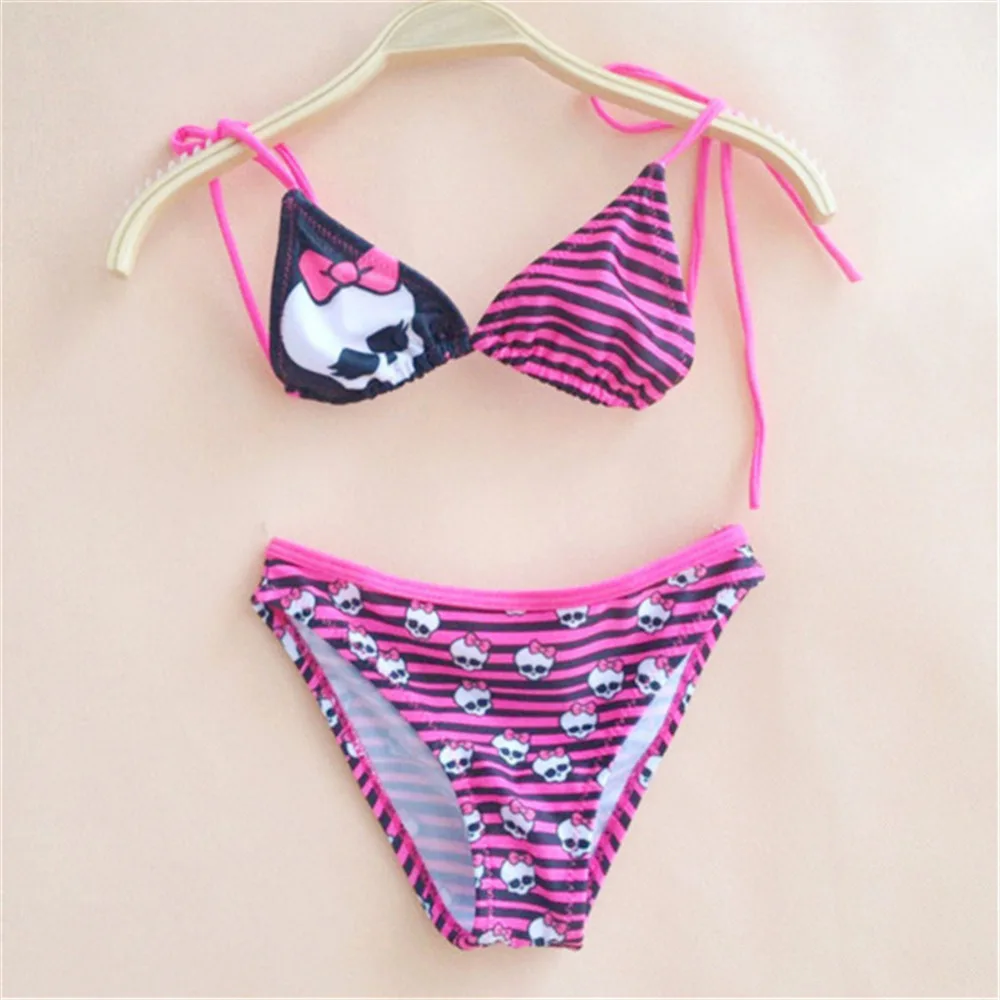 dailiwei ragazza dei bambini due pezzi costume da bagno sveglio monster high cartoon skull swimwear dei