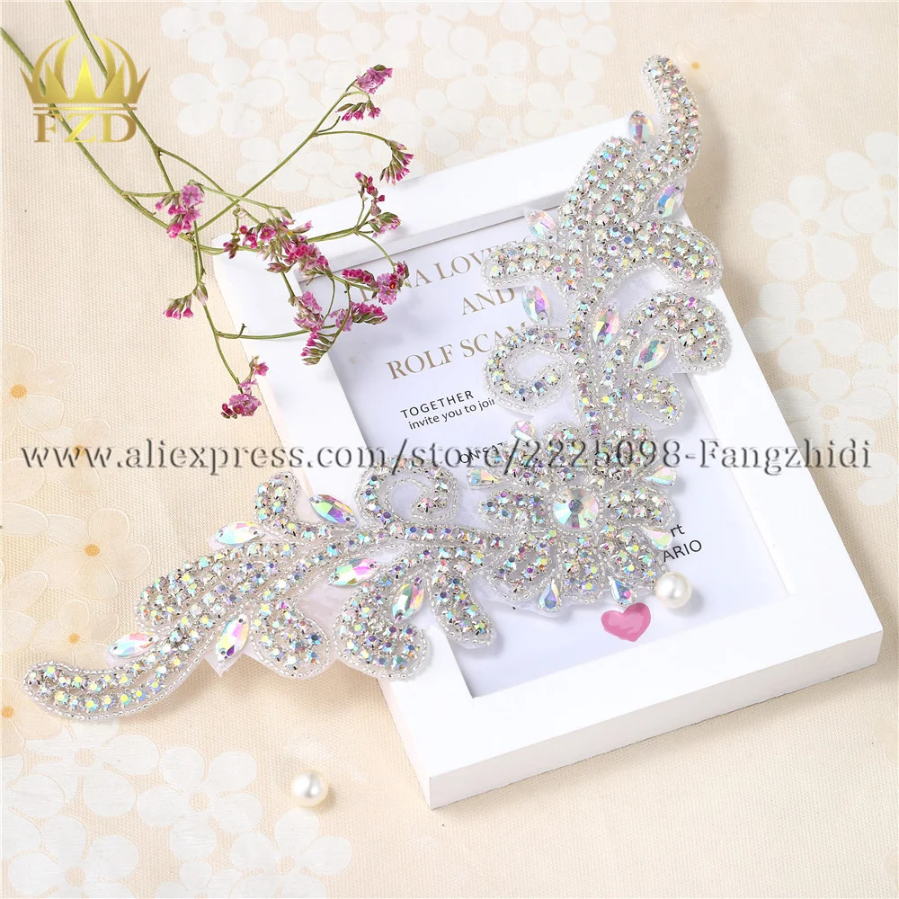 FZD 10 Piece AB Rhinestone Applique Patch Sew On Garment Motif Glass Appliques Wedding Iron Diamante Shiny Ctystal Trim | Дом и сад