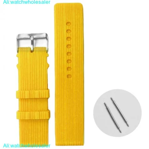 24mm Top Yellow Silicone Jelly Rubber Ladies Men Watch Band Straps WB1071W24JB