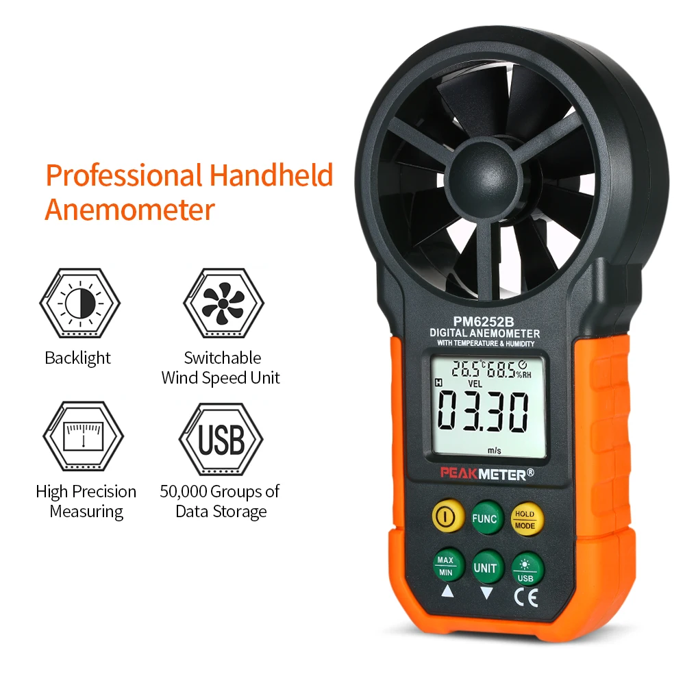 Anemeter RPM цифровой датчик скорости ветра USB измеритель объем воздуха температура