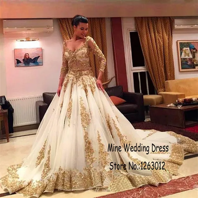 de manga larga musulmán árabe vestido de bola vestidos de lujo de