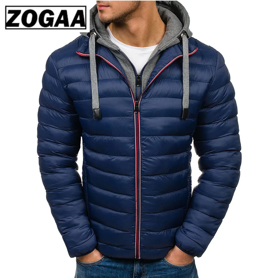 ZOGAA Men Jacket Coats Thicken Warm Winter Windproof Jackets Hooded Outwear Cotton-padded Jacket Zipper Hip Hop Cotton Hooded