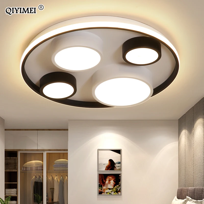 

Bed Room Ceiling Lamp LED With white and Black Color Lampshade For Bedroom Round Lights Fixtures lamparas de techo