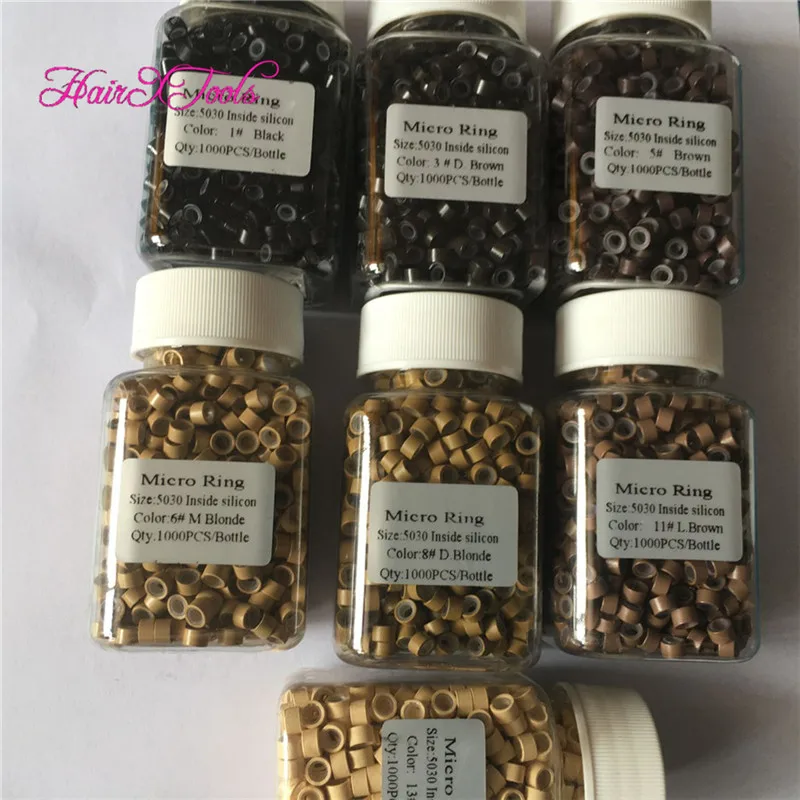 

Silicone Micro Ring 5.0x3.0mm Hair Beads With Silicone Line 9 color options Black Brown Blonde Beads for Bonded hair extension