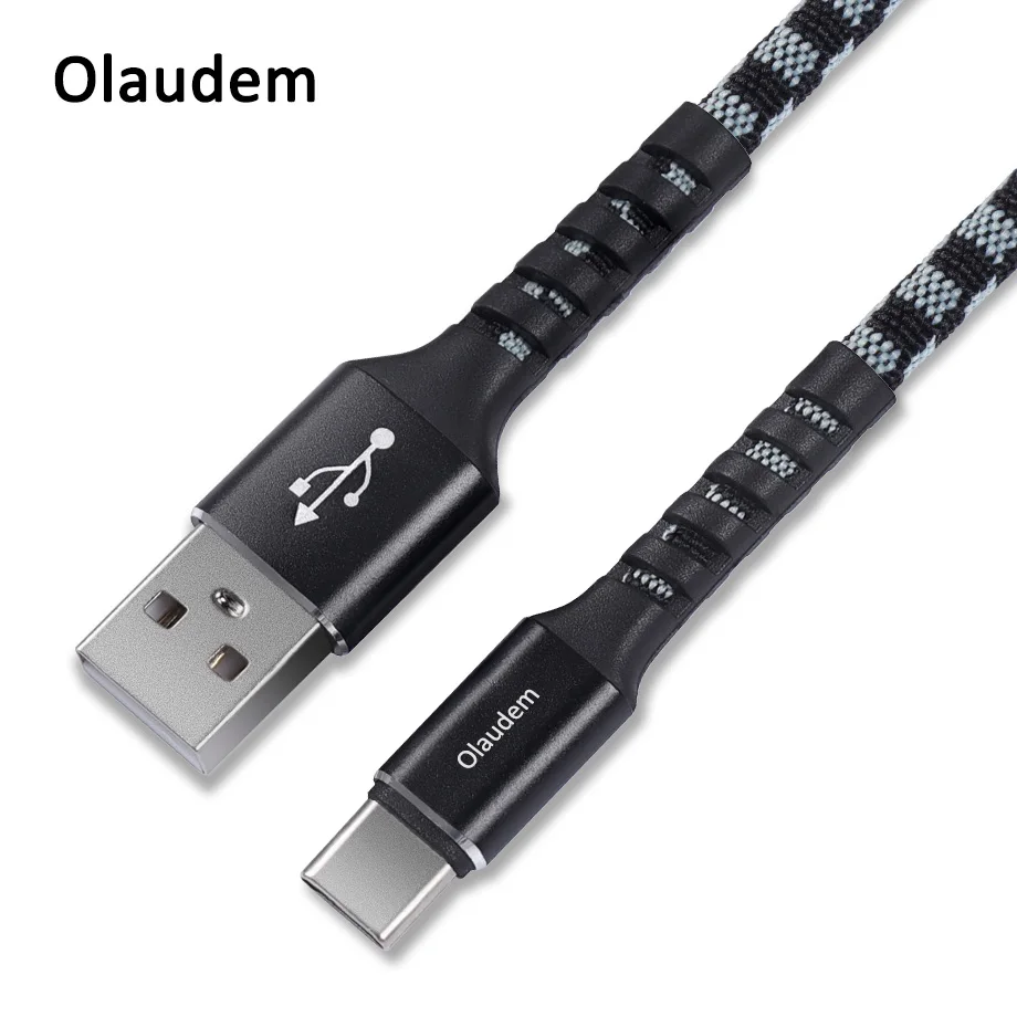 

Olaudem Mobile Phone Cables 5V 2A USB Type C Cable LG G6 Fast Charging Nylon Braided USB-C Cable for Huawei Samsung CB0100