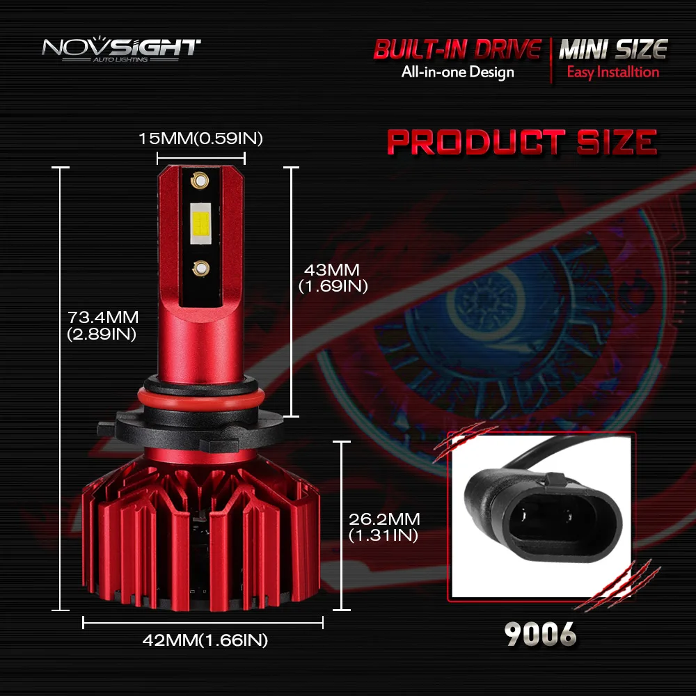 NOVSIGHT H4 H7 H11 H1 H3 H8 H9 9005 9006 Автомобильный светодиодный головной светильник лампы(Подол короче спереди и длиннее сзади) луч 60 Вт 10000LM 6000 К туман светильник лампочка DC12v 24v