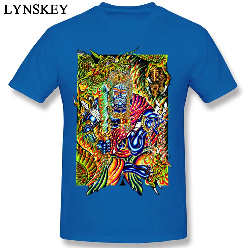 Slim Fit Casual Summer Fall Fudo Myoo AcalaCandarosana T-shirts 100% Cotton Round Neck Adult Tops Shirts Printing Sweatshirts blue