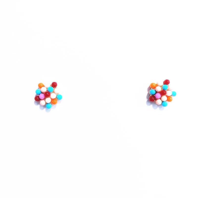 2019 New Korea Simple Geometric Women Silver Stud Earrings Irregular Colorful Small Ball Jewelry | Украшения и аксессуары