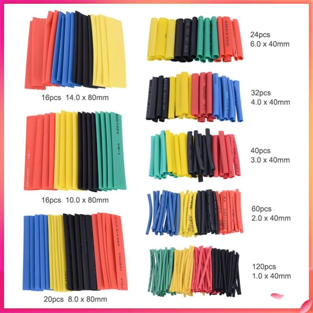 328PCS Fishing Heat Shrink Tubing Sleeve Wrap Cable Wire Kit Cable Sleeve S7N0 