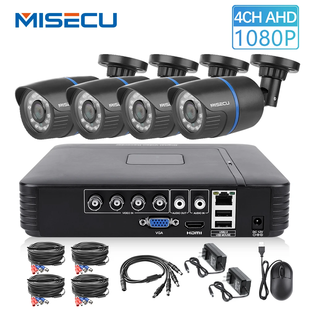 

MISECU 4CH 5 in 1 DVR AHD Video Surveillance System 720P 1080P AHD Camera Outdoor Waterproof home Video Surveillance System HDD