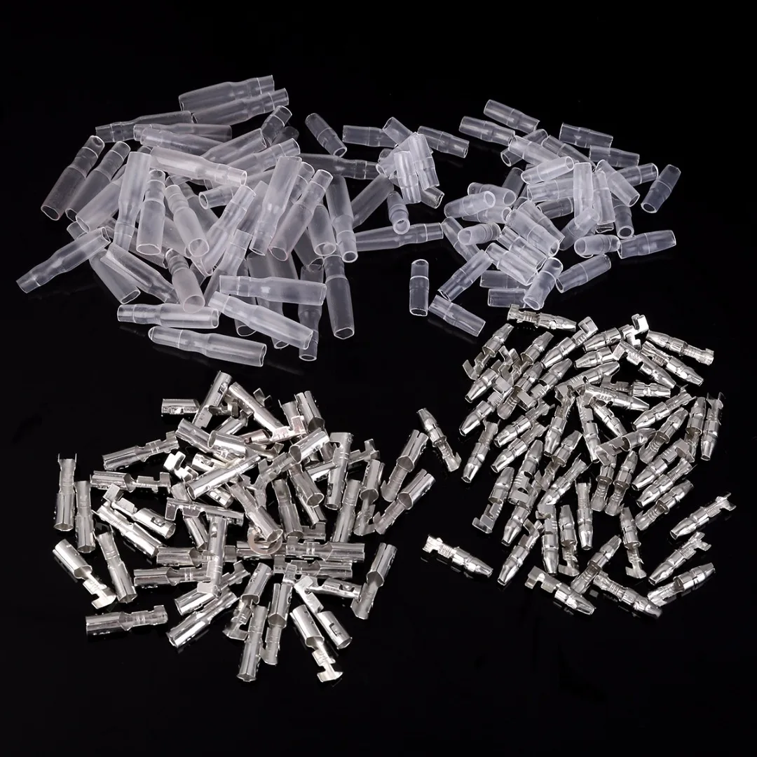 50 Sets 4mm Male & Female Wire Bullet Crimp Connectors Terminal Waterproof Jacket With Insulation Sheath For Car Auto Motorcycle