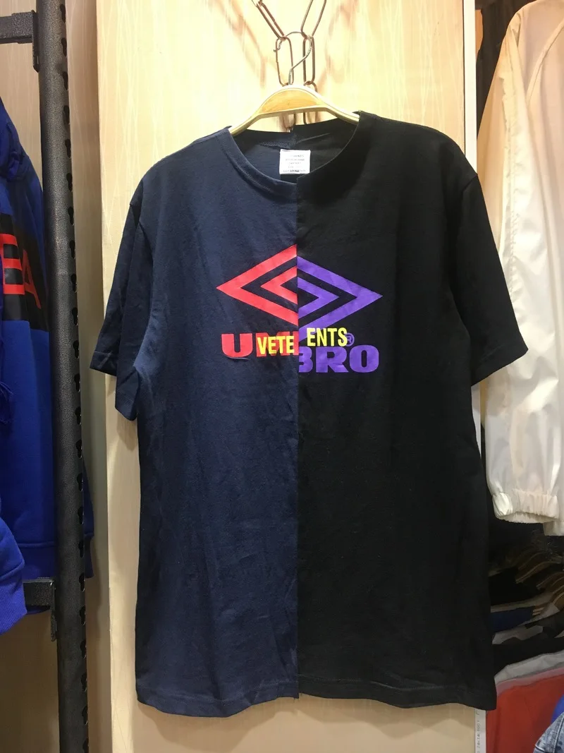

New Vetements T Shirt Men Women Streetwear Stitching Embroidery T Shirt Harajuku Sally Face Dislocation Vetements Men T-shirt