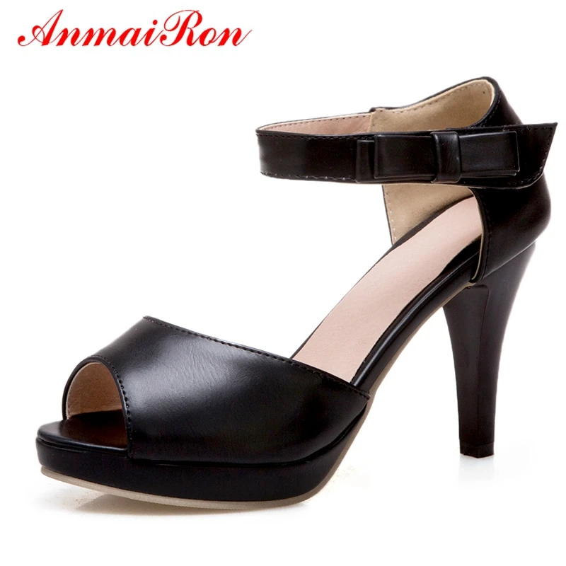 ANMAIRON PU Basic Casual Woman Sandals 2019 Summer High Heel Platform Hook &amp Loop Womens Size 34-39 LY787 | Обувь